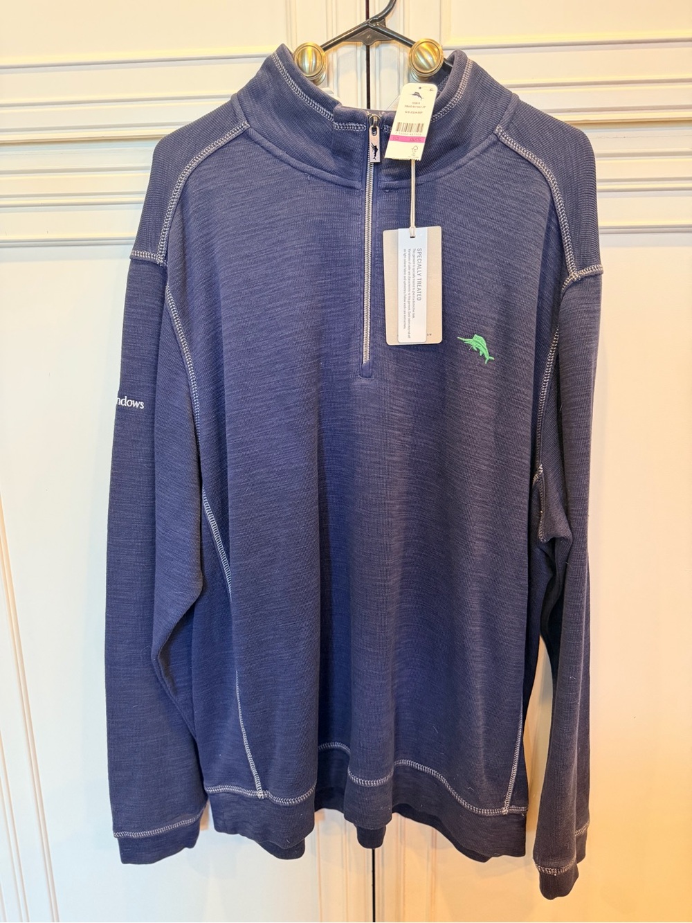 NWT Tommy Bahama Men’s 2XL 1/4 Zip Pullover Sweater Quality Windows Logo